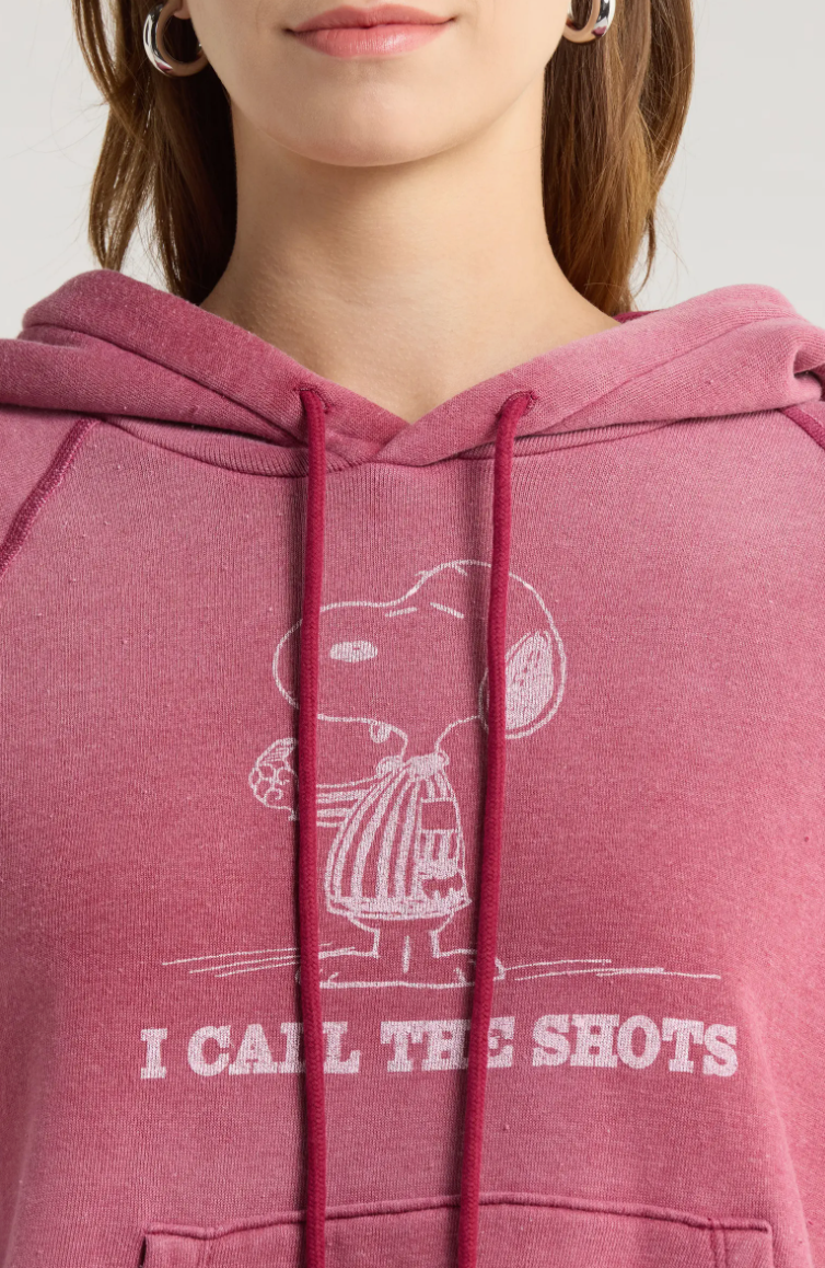 RE/DONE Thermal Lined Raglan Snoopy Hoodie