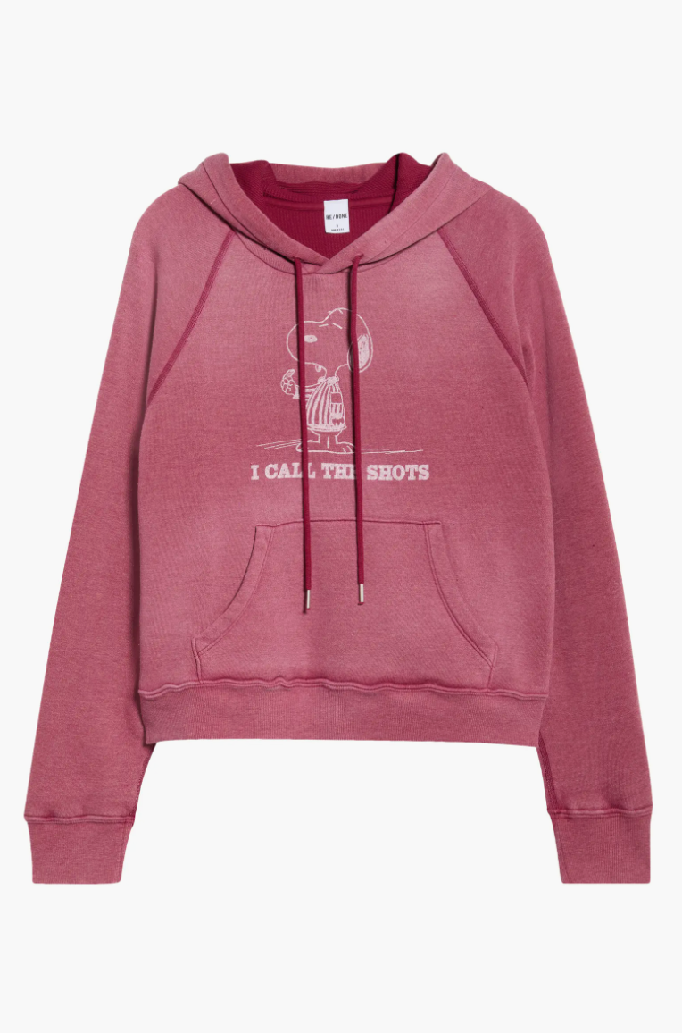 RE/DONE Thermal Lined Raglan Snoopy Hoodie