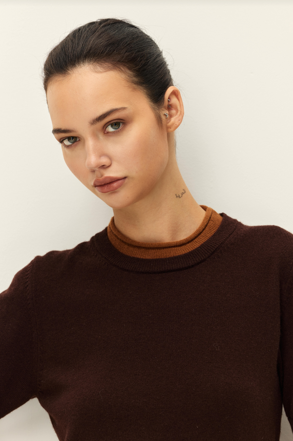 Elodie Sloane Contrast Crewneck Sweater