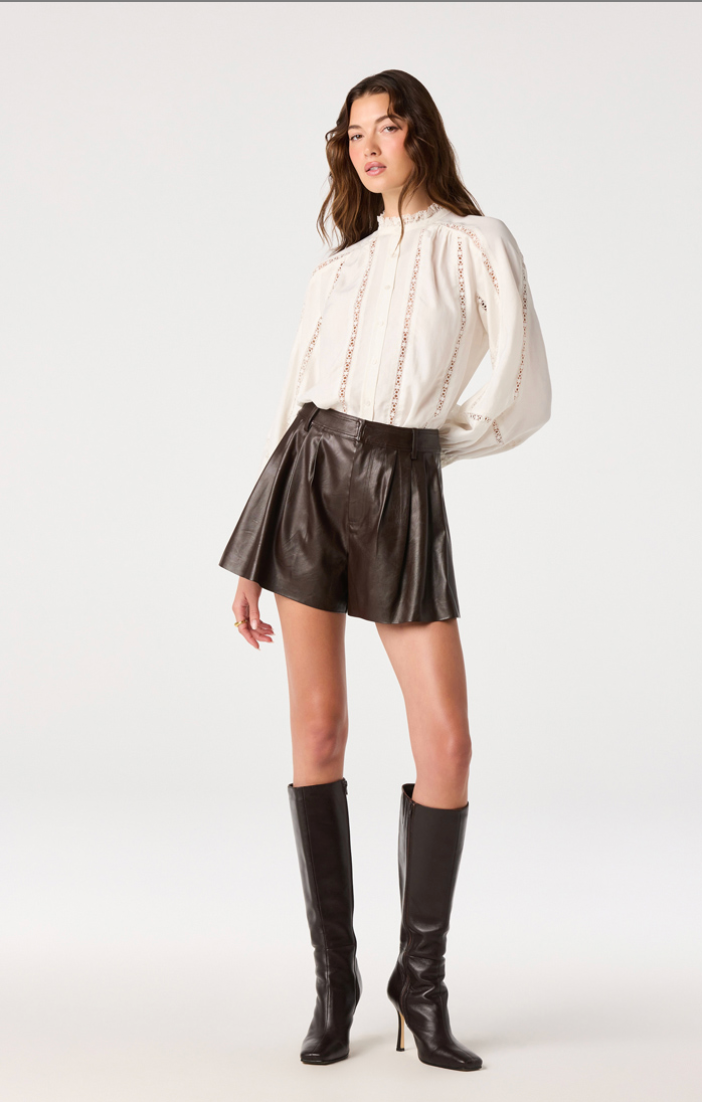 ASTR Edith Eyelet Lace-Trim Blouse
