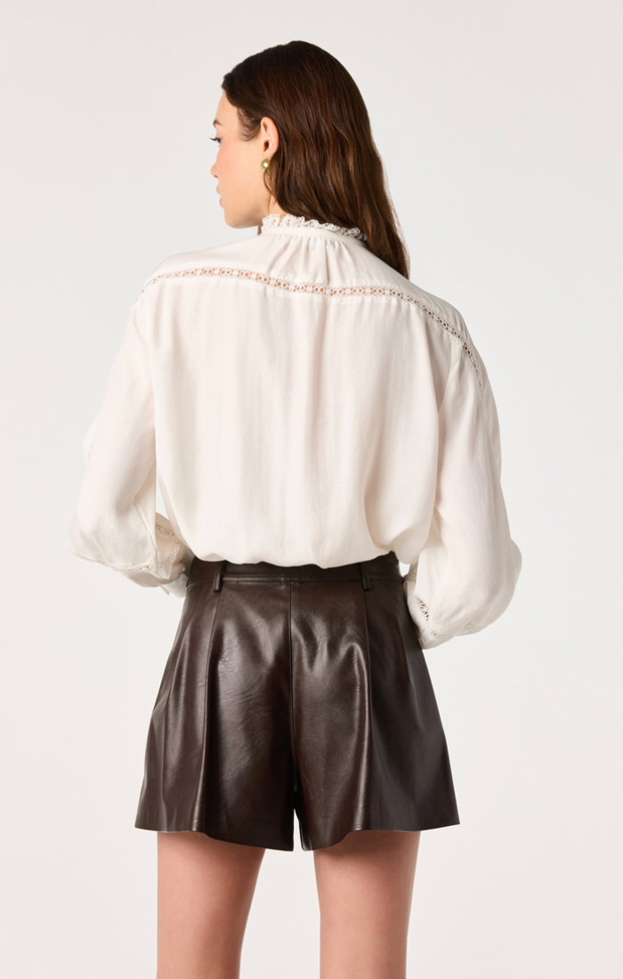 ASTR Edith Eyelet Lace-Trim Blouse