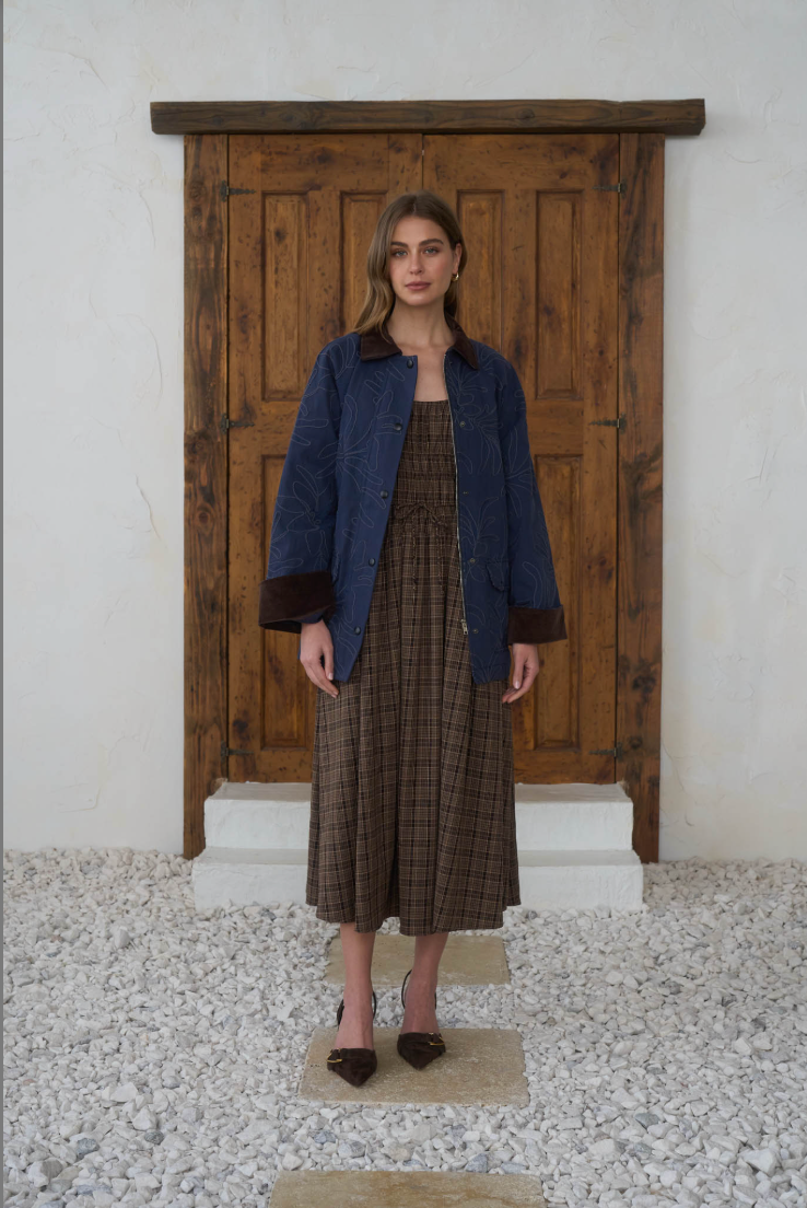 Moon River Emroidered Contrast Collar Jacket MR9961