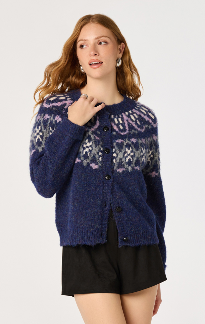 ASTR Irene Fair Isle Oversized Cardigan