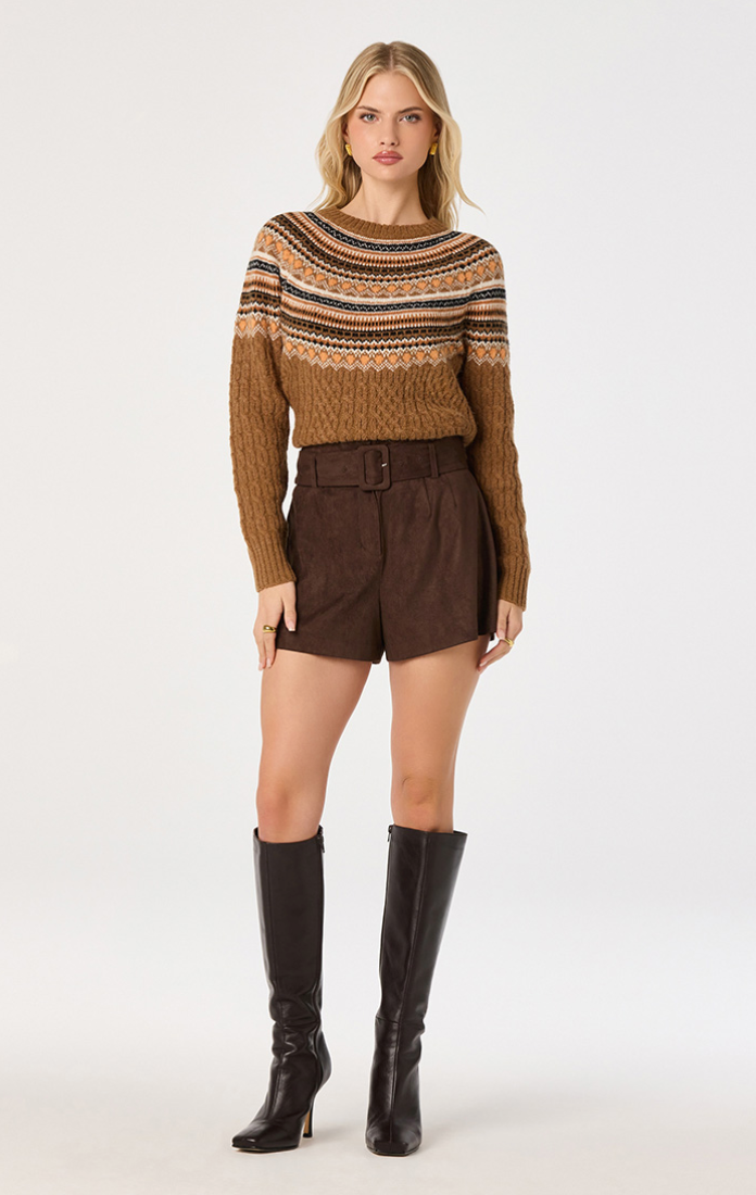 ASTR Daria Fair Isle Cable Knit Sweater