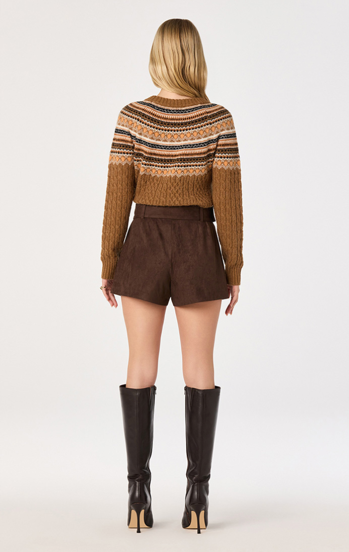 ASTR Daria Fair Isle Cable Knit Sweater