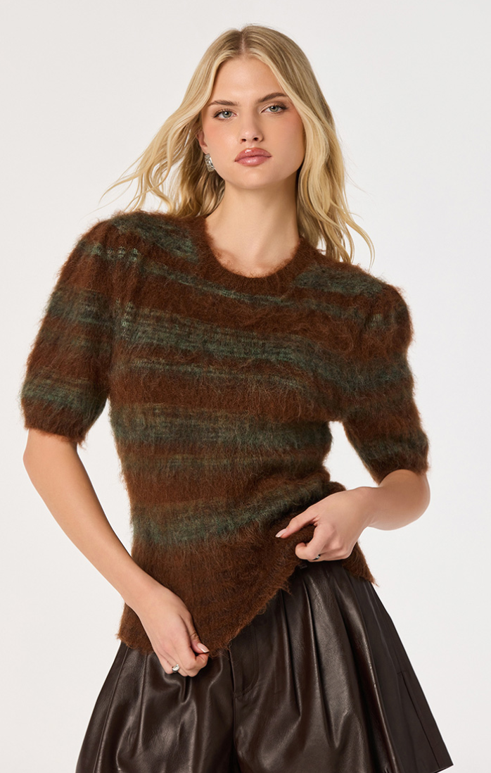 ASTR Jean Striped Short Sleeve Sweater
