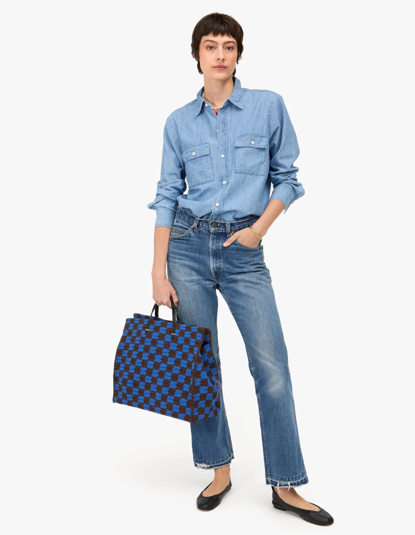 Clare V. Summer Simole Tote Crochet Checker HB-TT-SL-100017