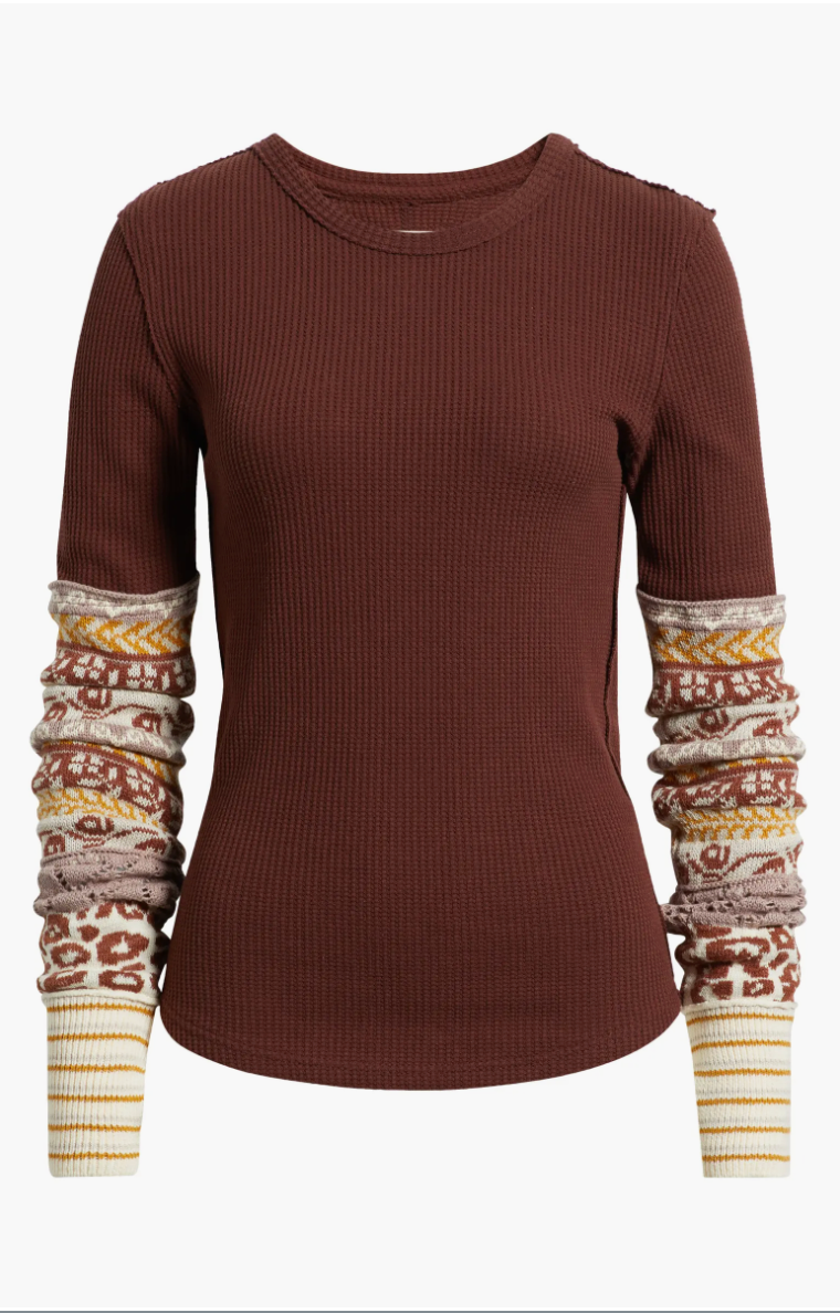 Free People All in Cuff Top in Cocoa