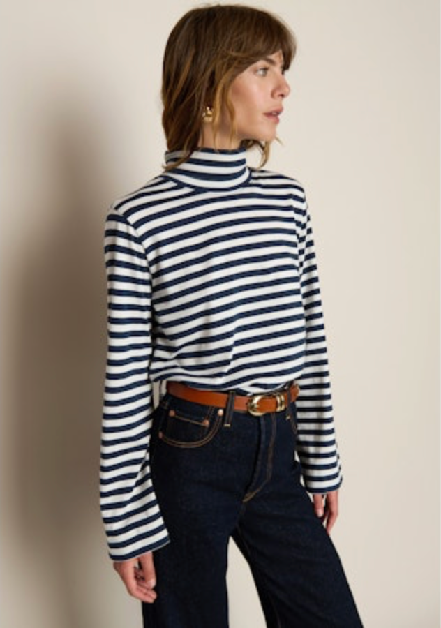 Nation Neo Mock Neck T-Shirt in Seascape Stripe