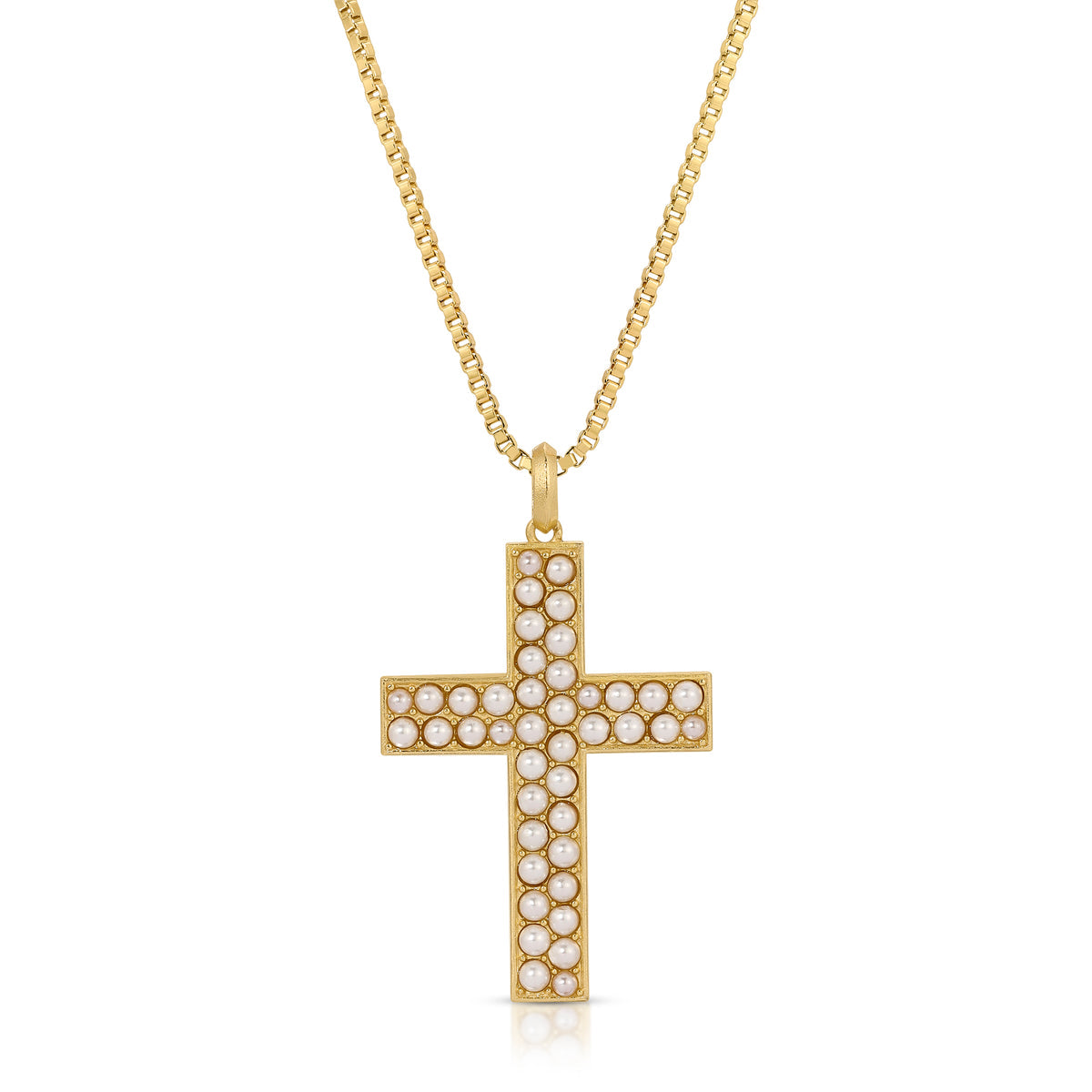 Trunk Show Joy Dravecky Elpis Cross Necklace-Pearl