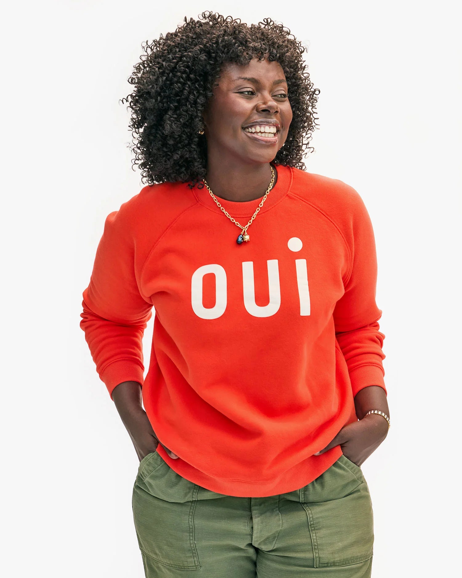 Clare V Oui Sweatshirt - Blood Orange AP-LS-LS-100310