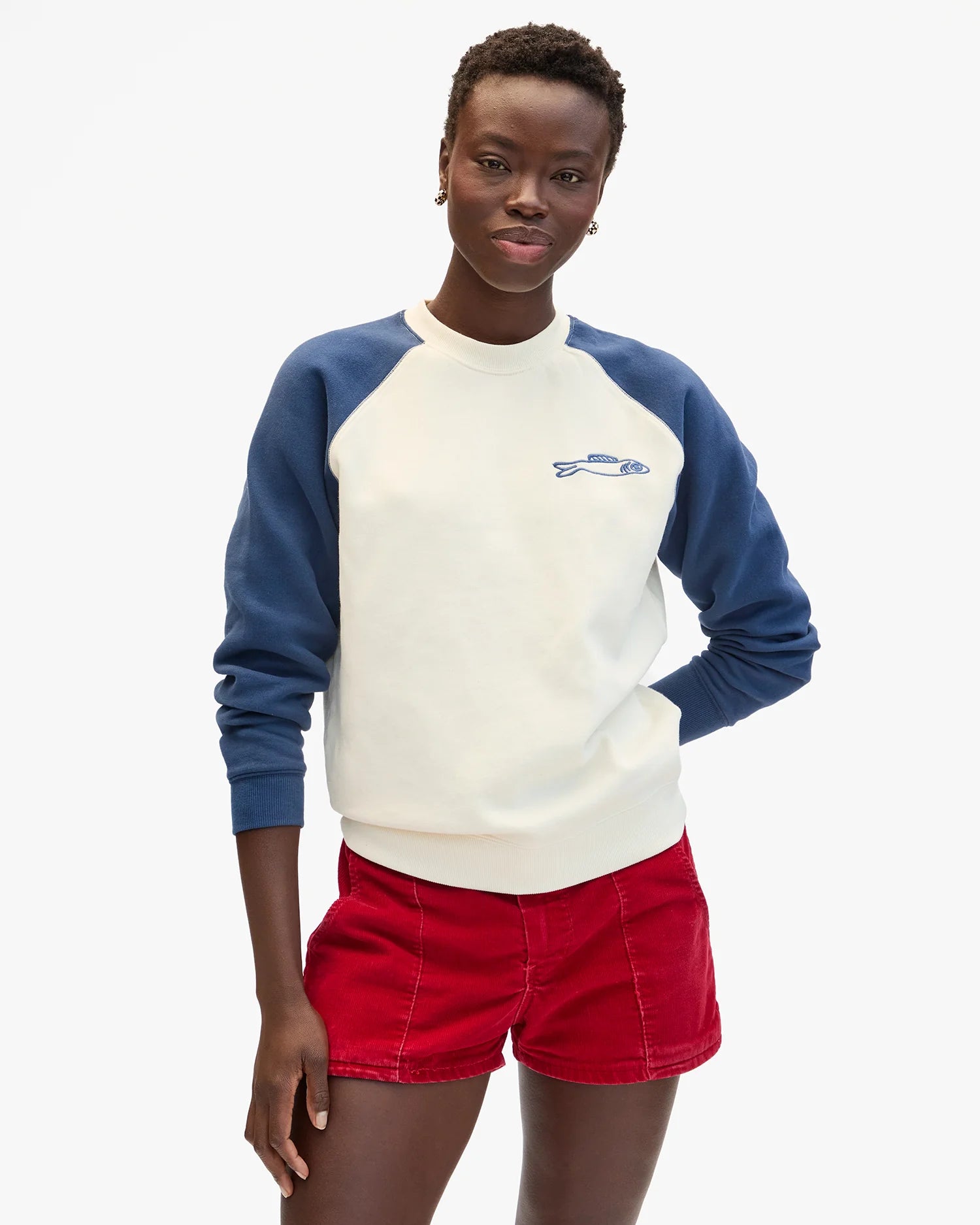 Clare V Embroidered Sardine Sweatshirt AP-LS-LS-100317