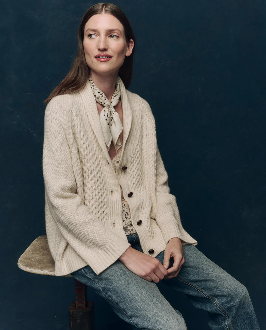 The Great Cashmere Cable Lodge Cardigan