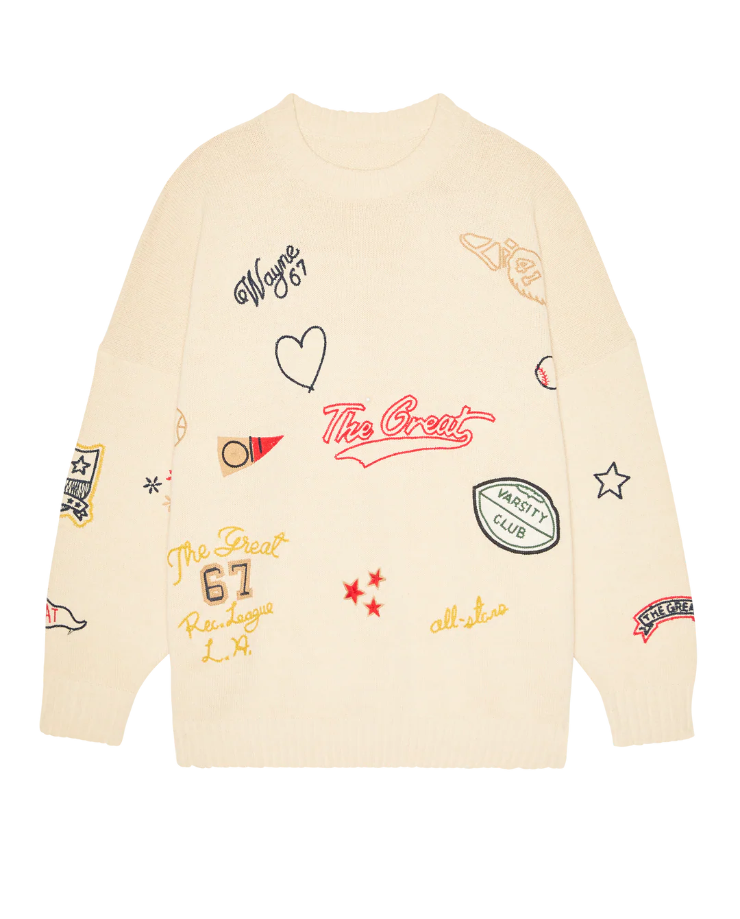 The Great The Embroidered Oversize Crew Pullover