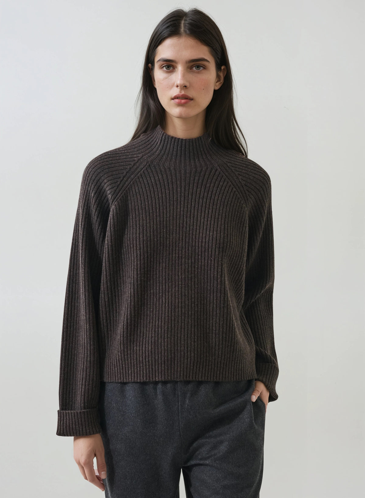 Patrick Assaraf Ribbed Raglan Extrafine Merino Turtleneck W117T03