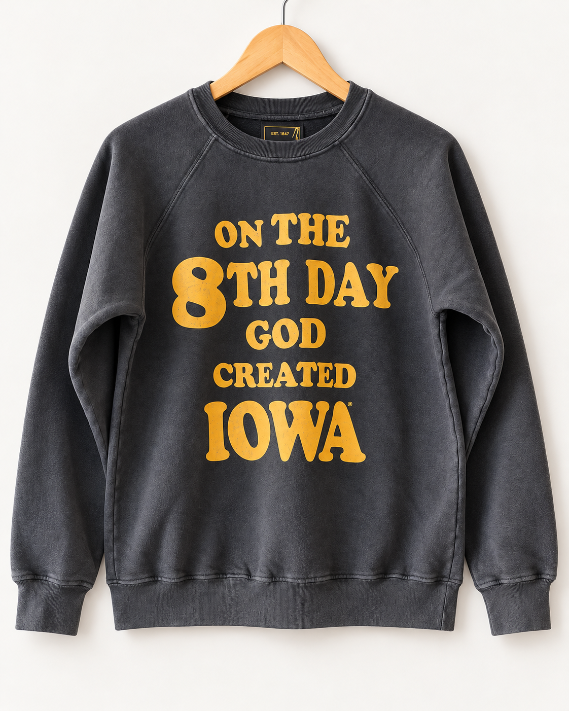 Retro Brand Varsity "And on the 8th Day " Full Length Washed Sweatshirt