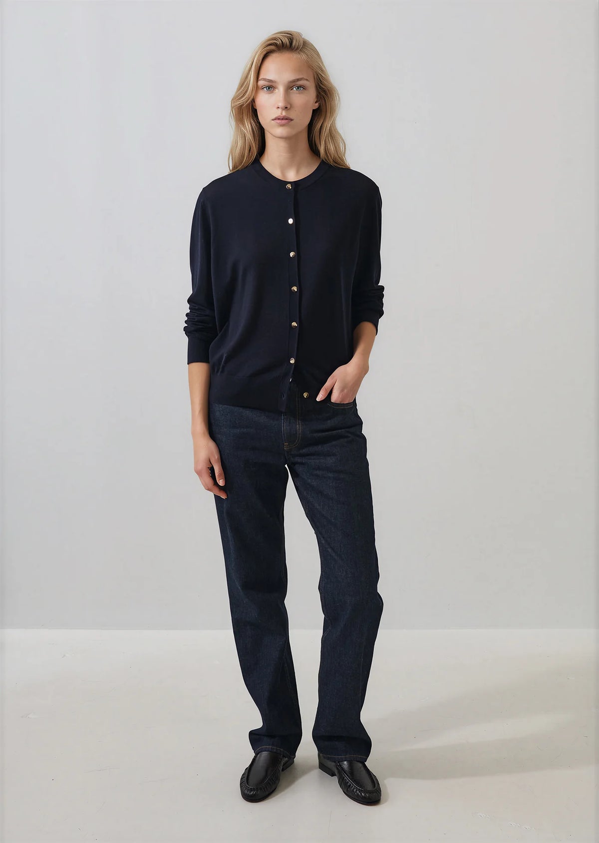 Patrick Assaraf Relaxed Extrafine Merino Cardigan W116K03