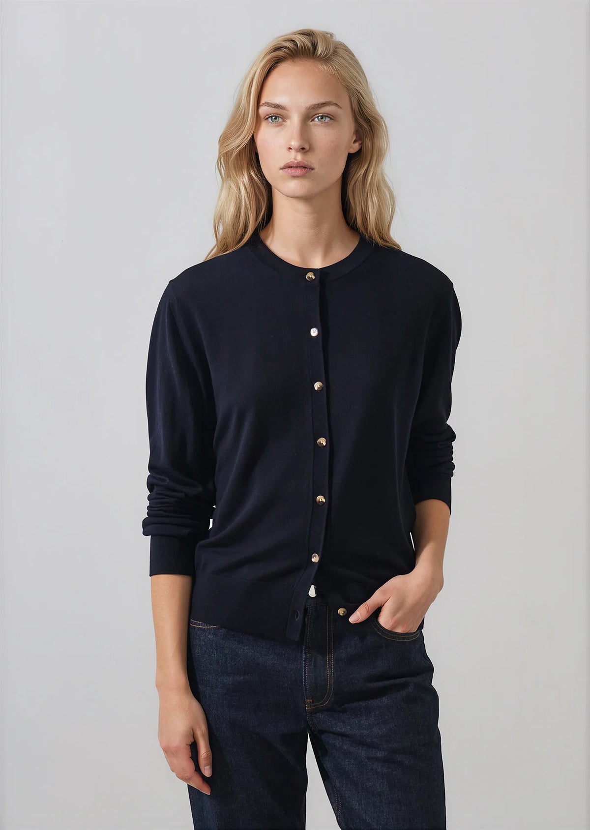Patrick Assaraf Relaxed Extrafine Merino Cardigan W116K03