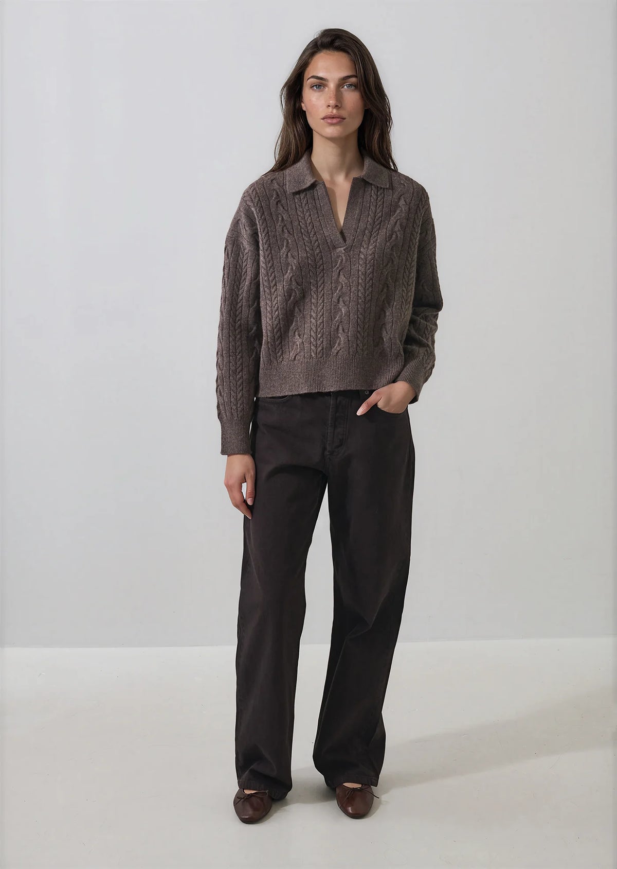 Patrick Assaraf Superfine Wool Relaxed Cable Polo W119P20