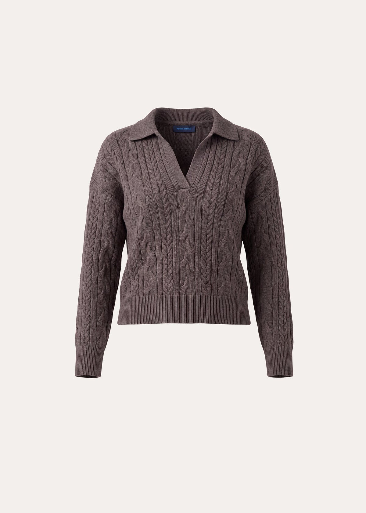 Patrick Assaraf Superfine Wool Relaxed Cable Polo W119P20