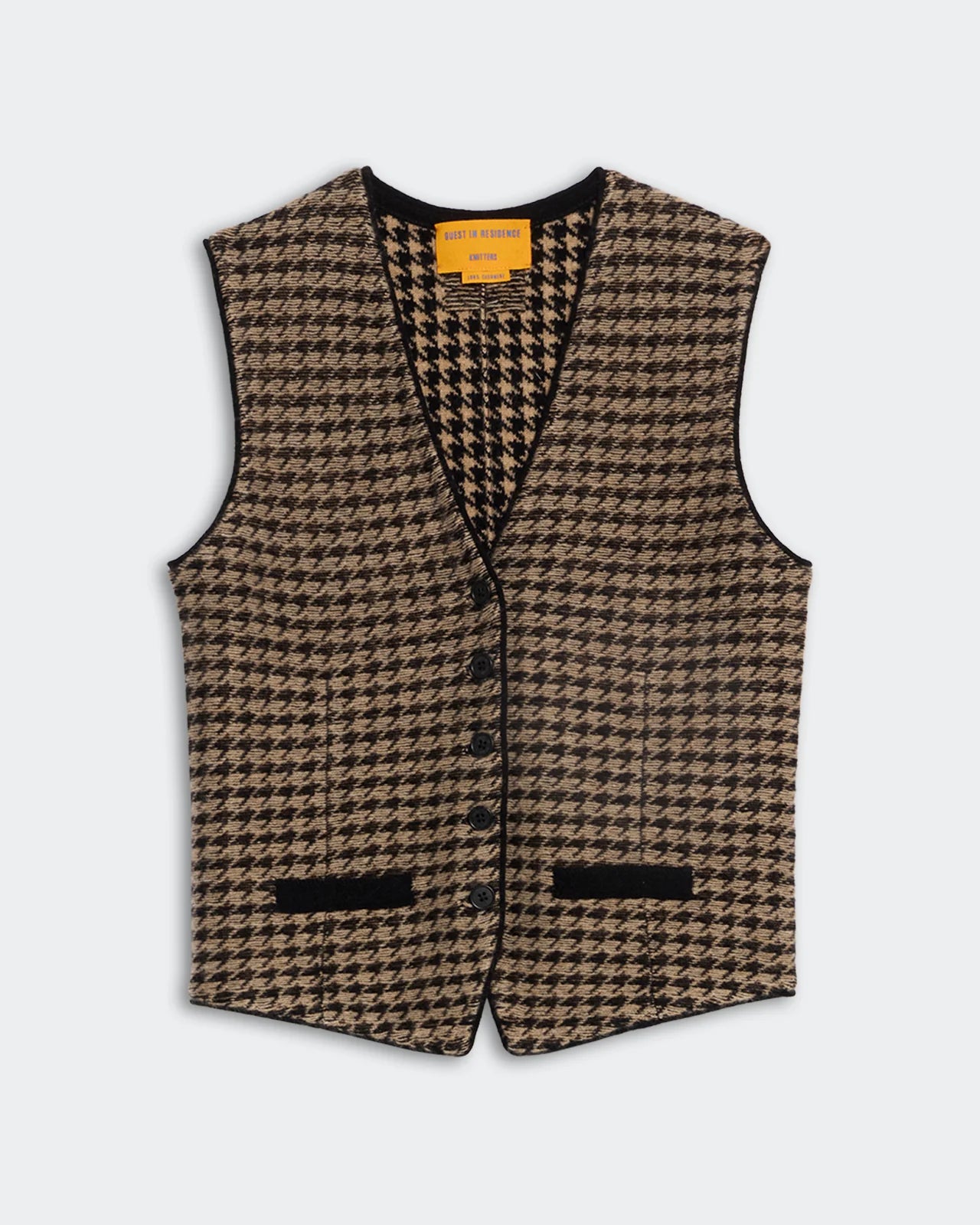 Guest in Residence Houndstooth Tailored Cashmere Vest