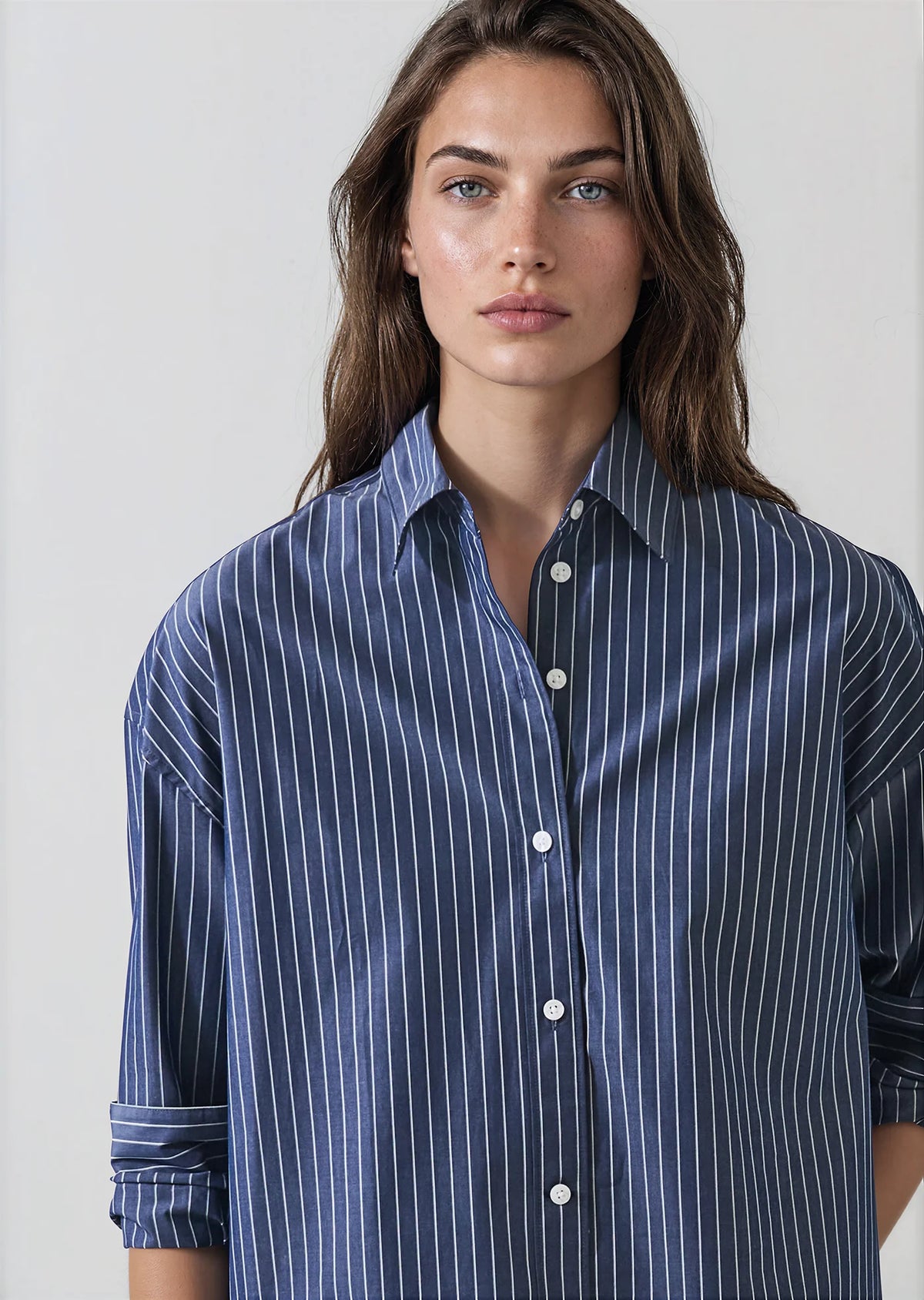 Patrick Assaraf Long Sleeve Cotton Boxy Shirt W4209D14