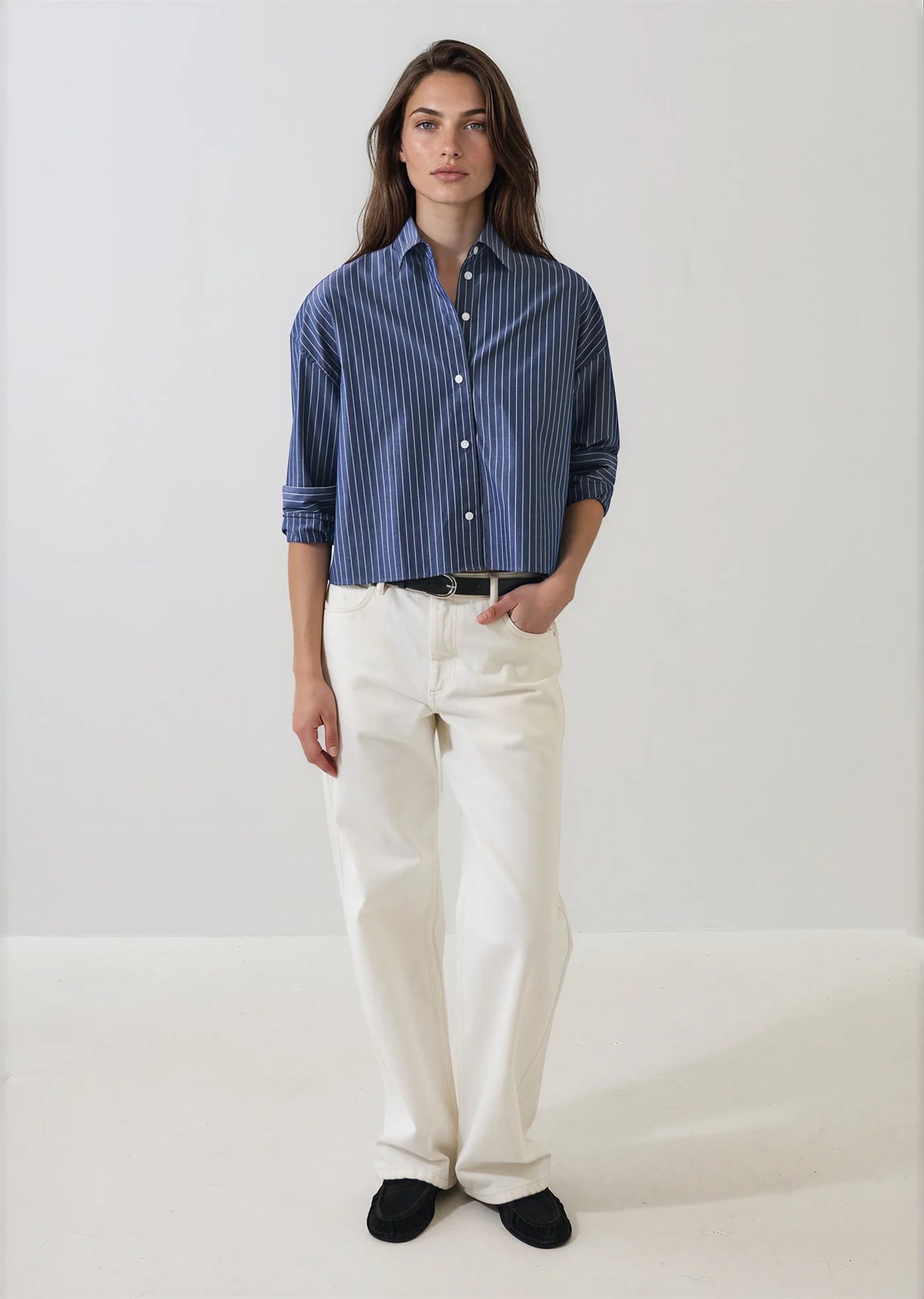 Patrick Assaraf Long Sleeve Cotton Boxy Shirt W4209D14