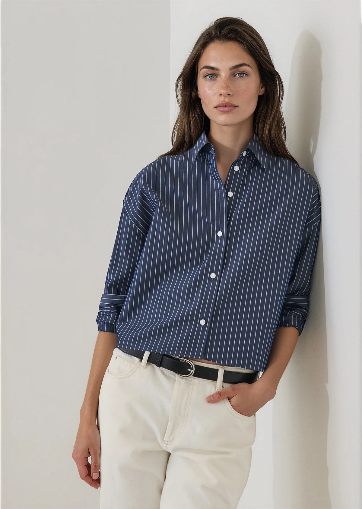 Patrick Assaraf Long Sleeve Cotton Boxy Shirt W4209D14