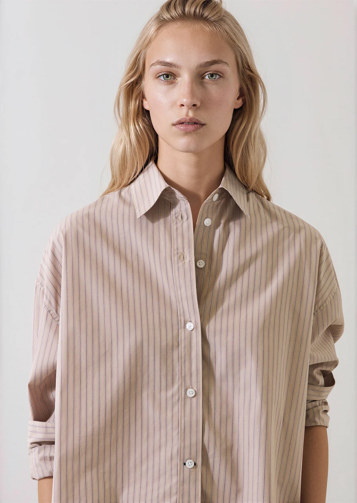 Patrick Assaraf Long Sleeve Cotton Boxy Shirt W4210D14