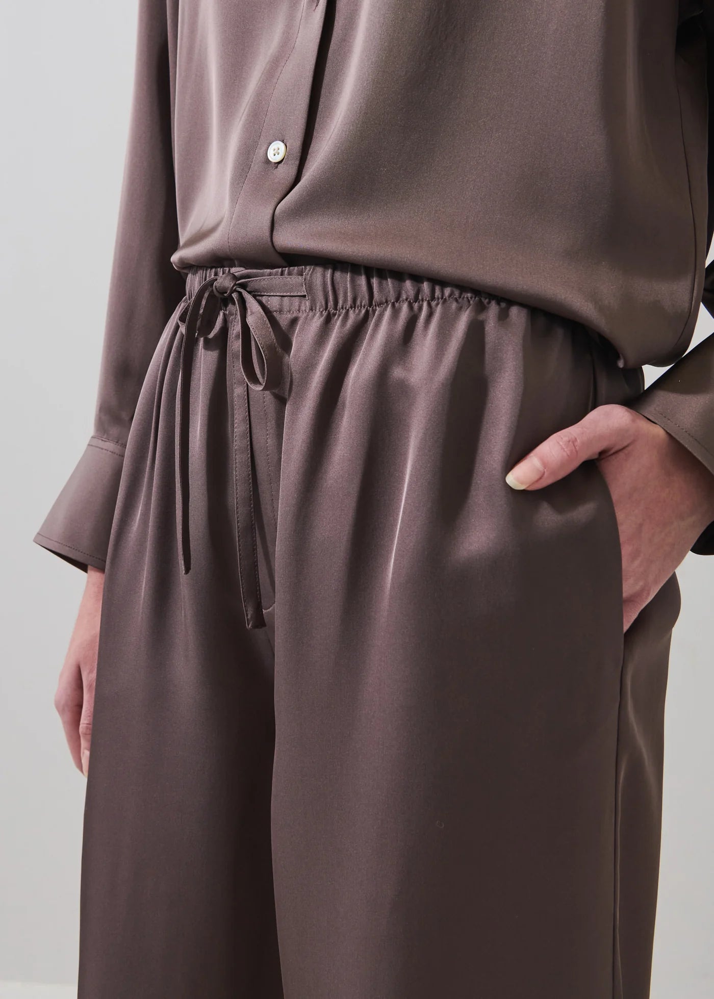 Patrick Assaraf Silk Satin Drawstring Pant W47A15B