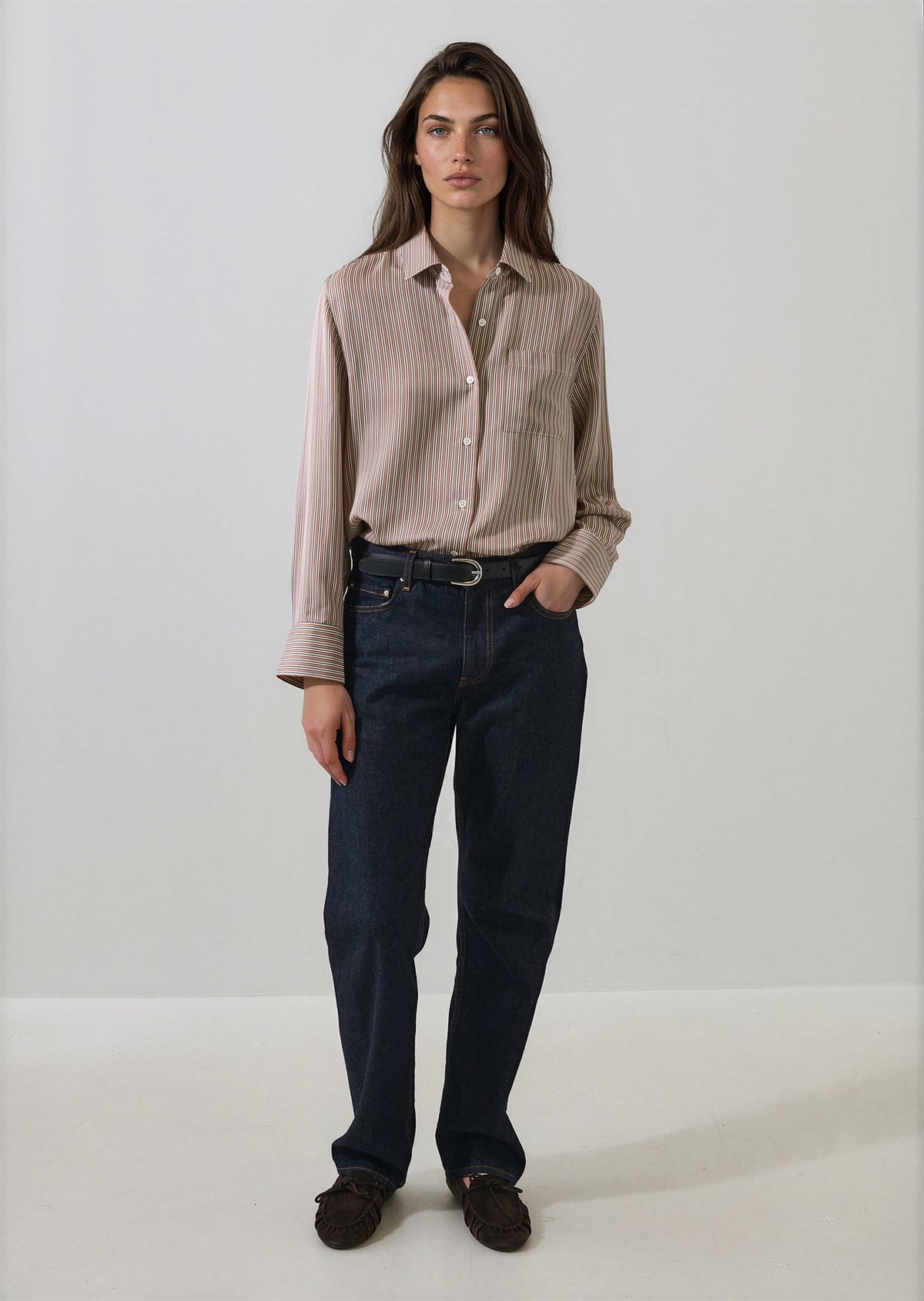 Patrick Assaraf Silk Boyfriend Pocket Shirt W47D25