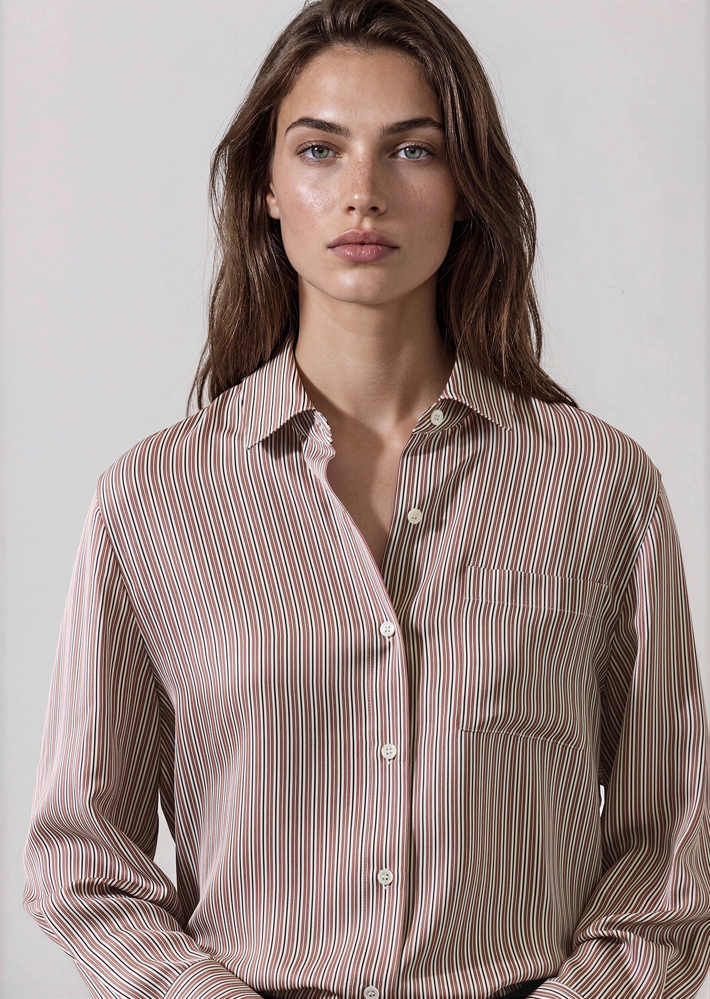 Patrick Assaraf Silk Boyfriend Pocket Shirt W47D25