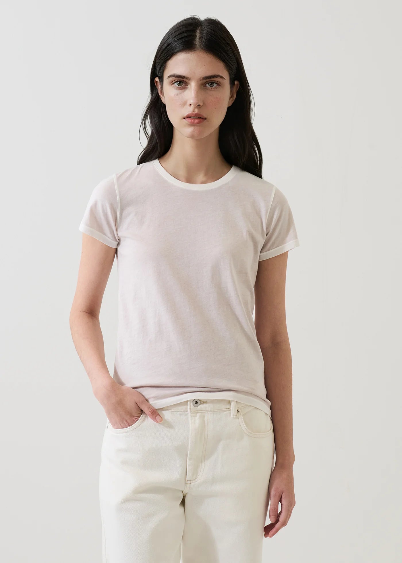 Patrick Assaraf Reverse Spray Lightweight Pima Cotton Classic T-Shirt W92C19B