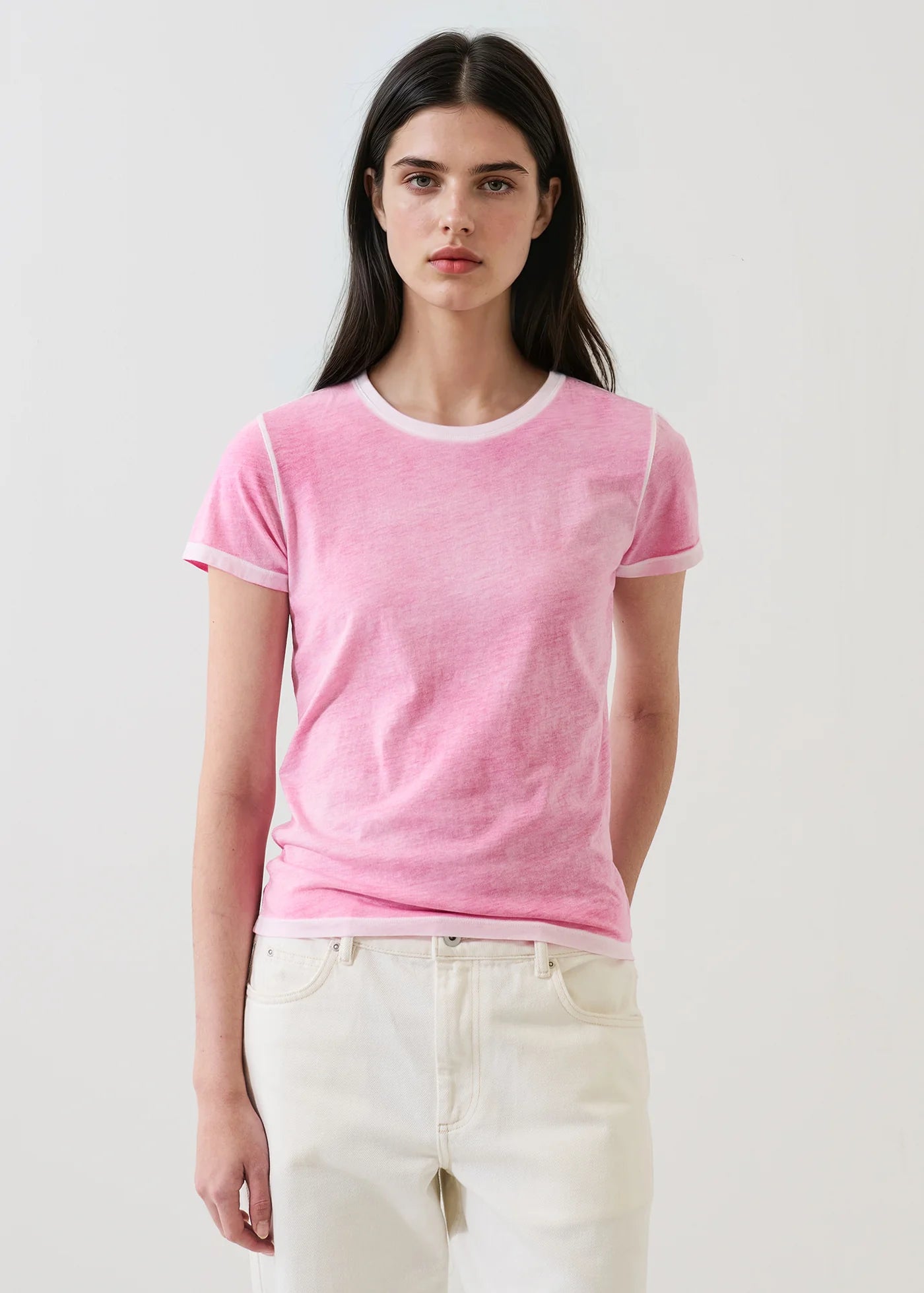 Patrick Assaraf Reverse Spray Lightweight Pima Cotton Classic T-Shirt W92C19B