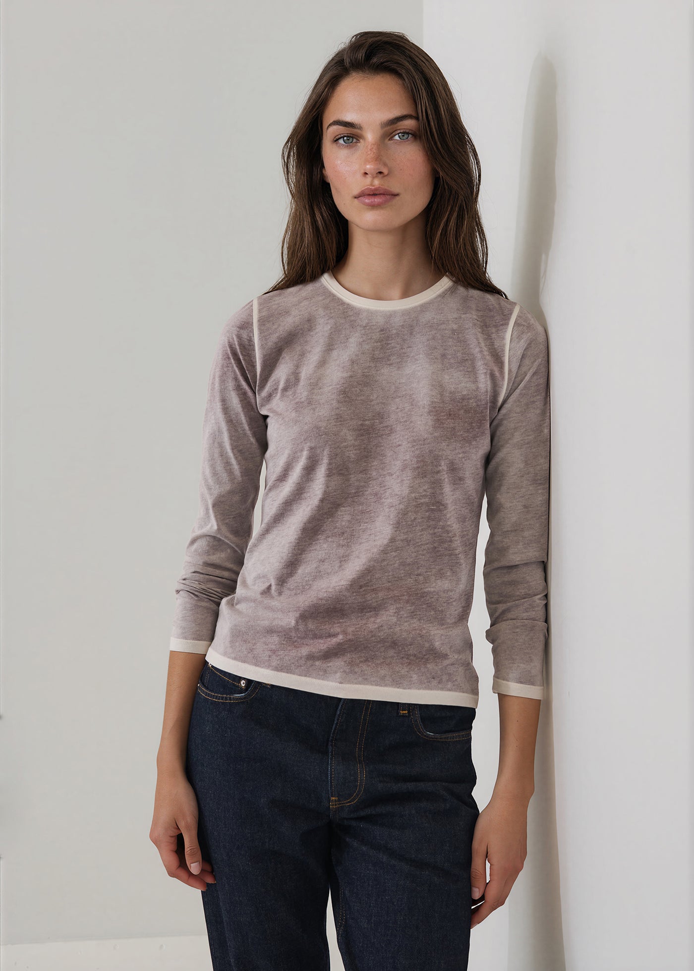 Patrick Assaraf Reverse Spray Lightweight Pima Cotton Crewneck T-Shirt W92C20