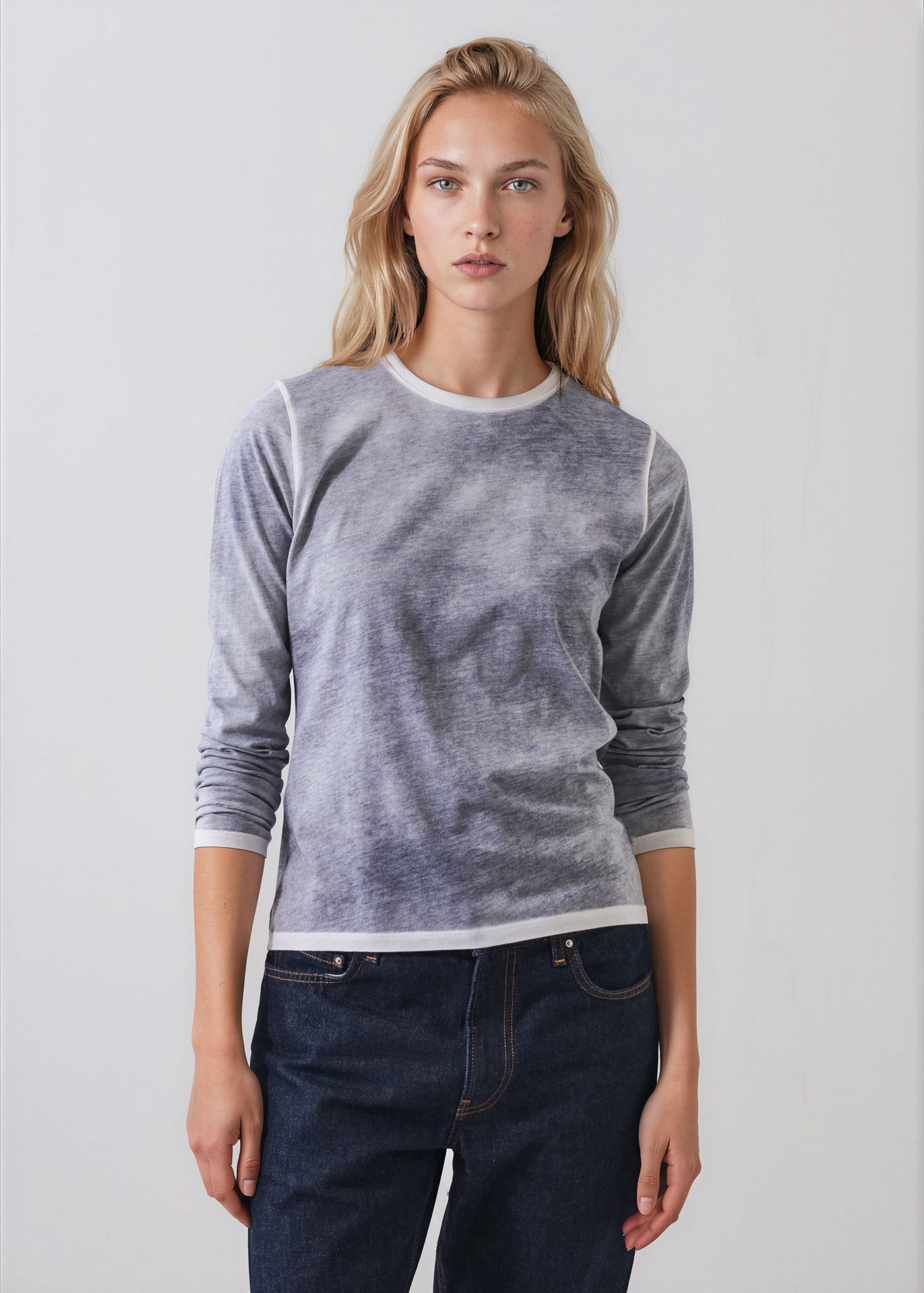Patrick Assaraf Reverse Spray Lightweight Pima Cotton Crewneck T-Shirt W92C20