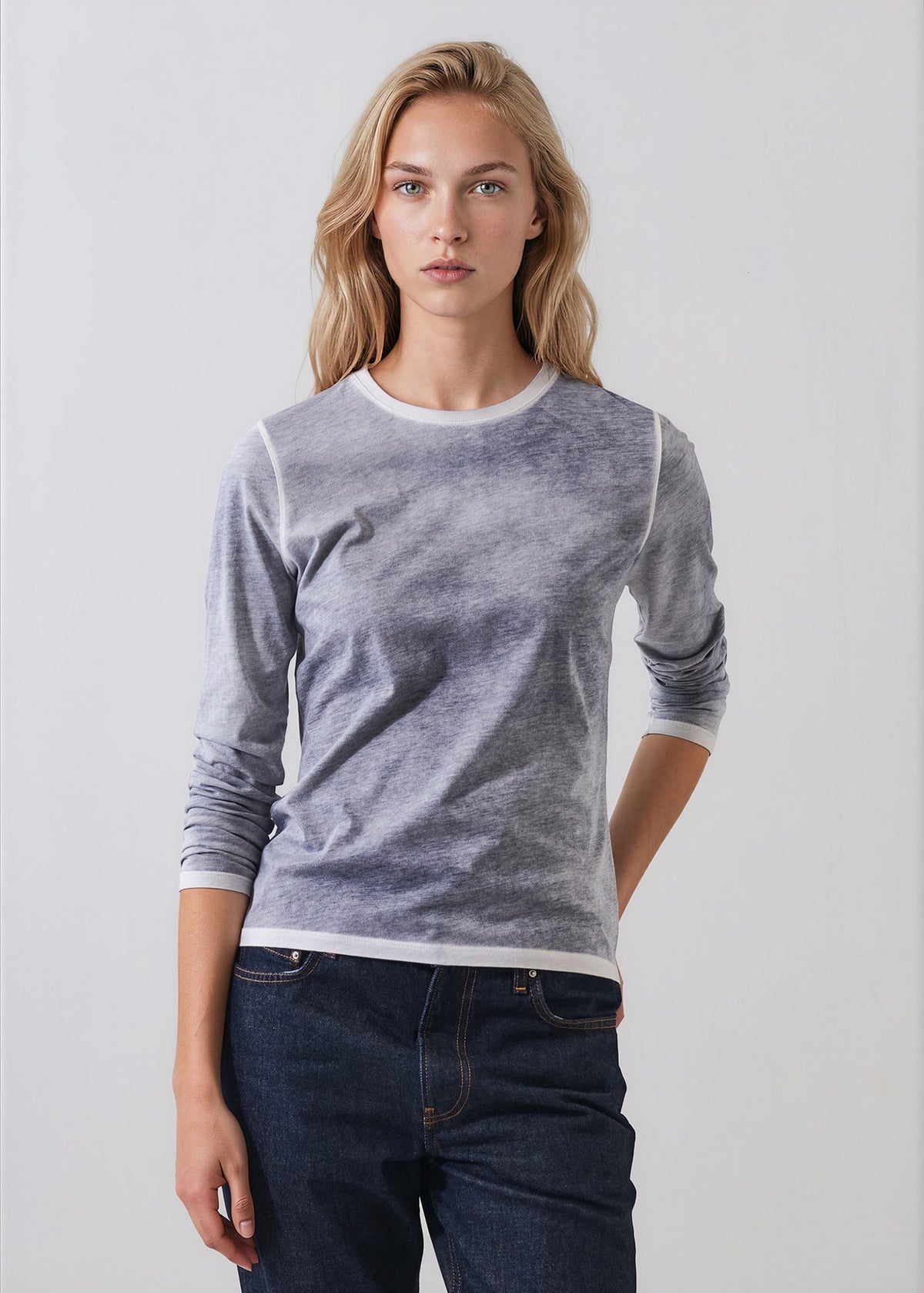 Patrick Assaraf Reverse Spray Lightweight Pima Cotton Crewneck T-Shirt W92C20