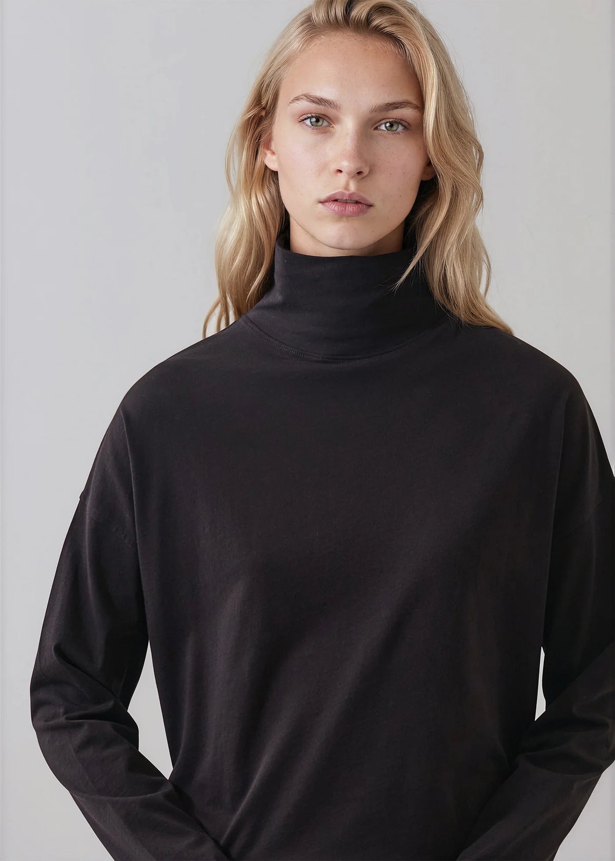 Patrick Assaraf Organic Pima Cotton Oversized Turtleneck W92T08C