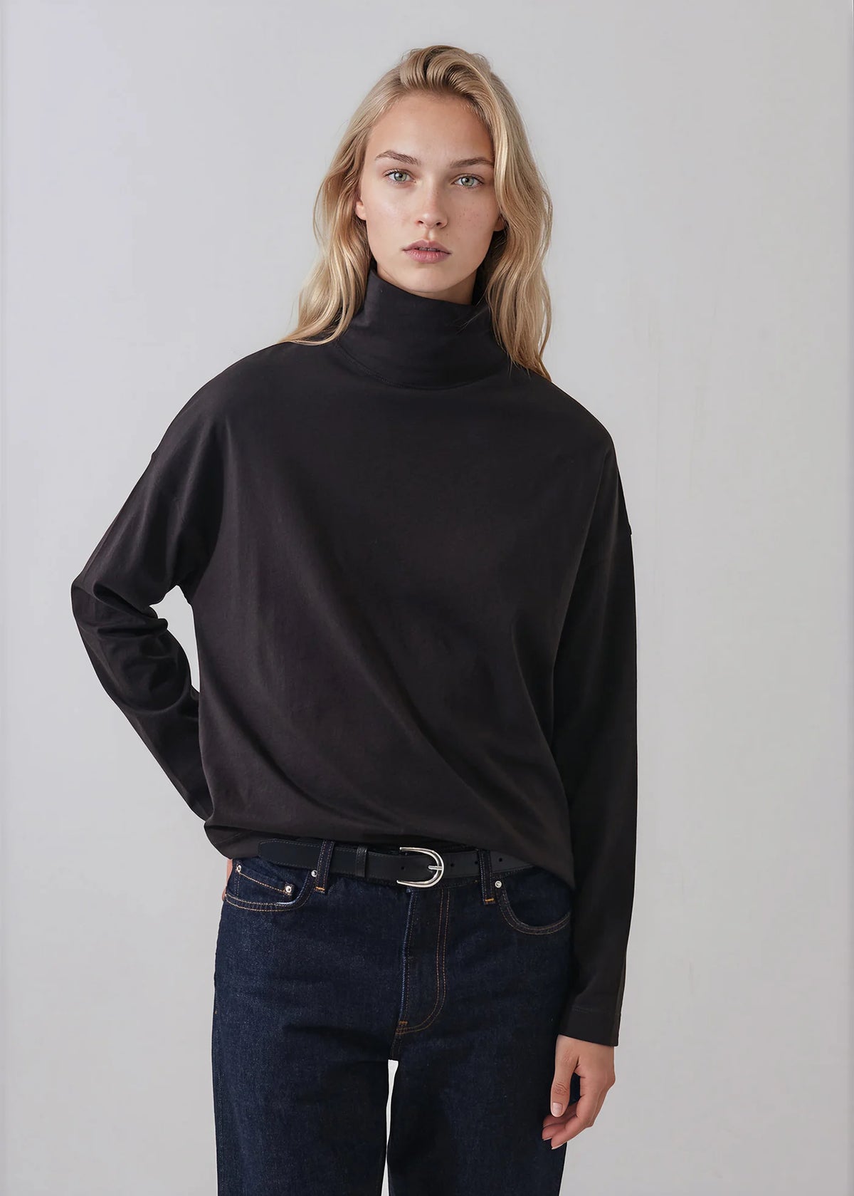 Patrick Assaraf Organic Pima Cotton Oversized Turtleneck W92T08C