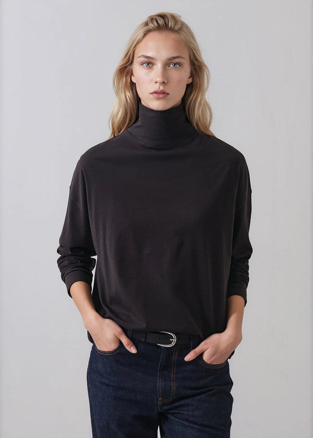 Patrick Assaraf Organic Pima Cotton Oversized Turtleneck W92T08C
