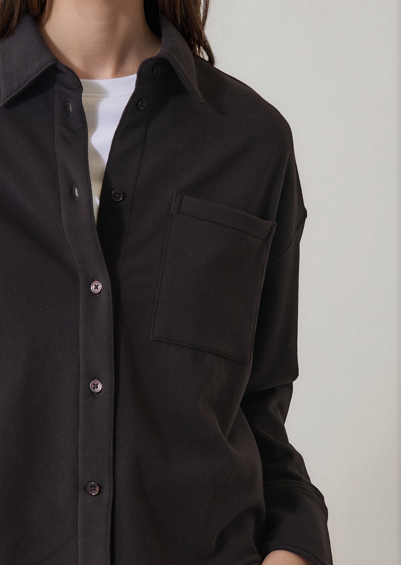 Patrick Assaraf Brushed French Terry Boxy Shirt W99D14