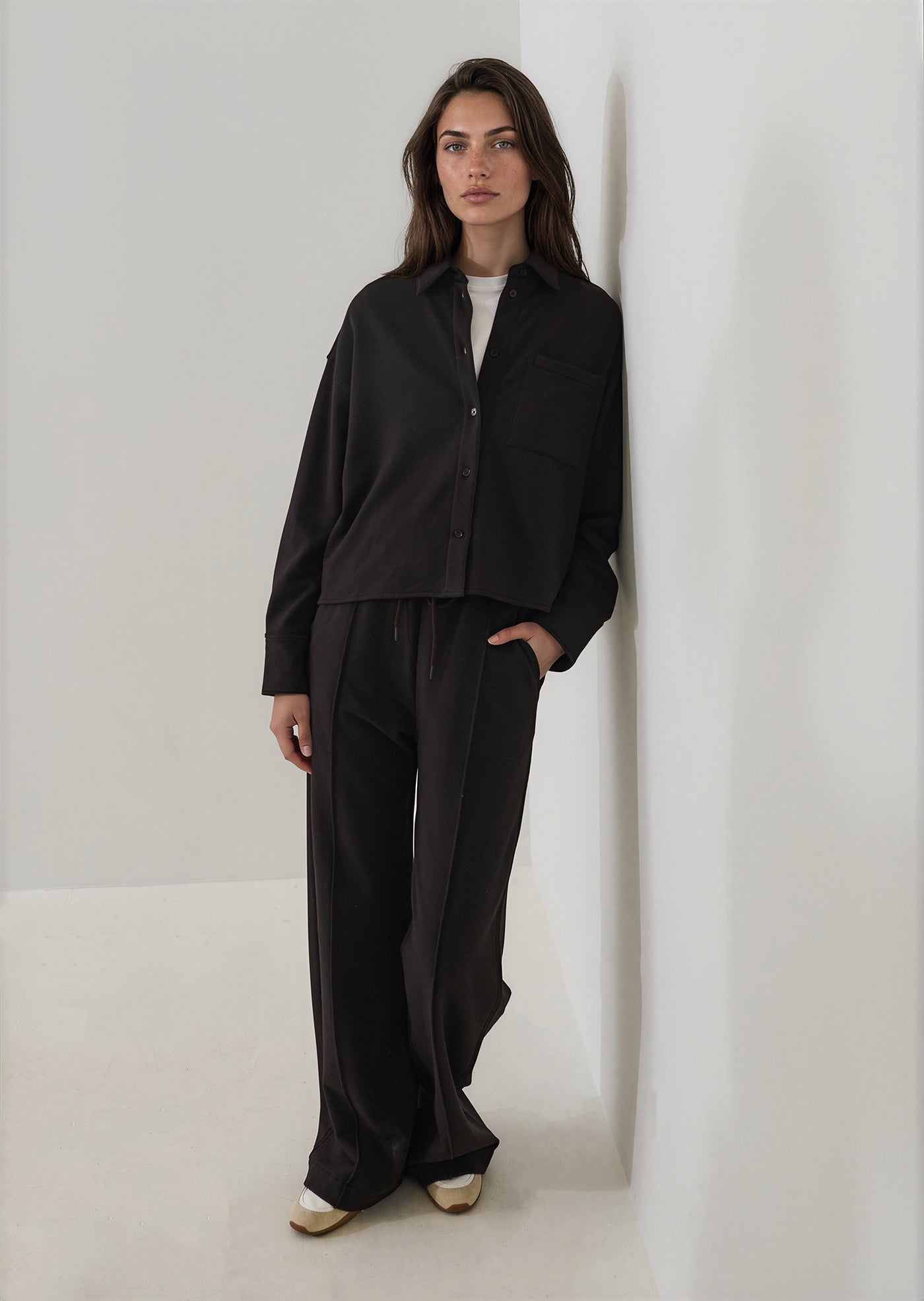 Patrick Assaraf Brushed French Terry Wide Leg Pant W99A06