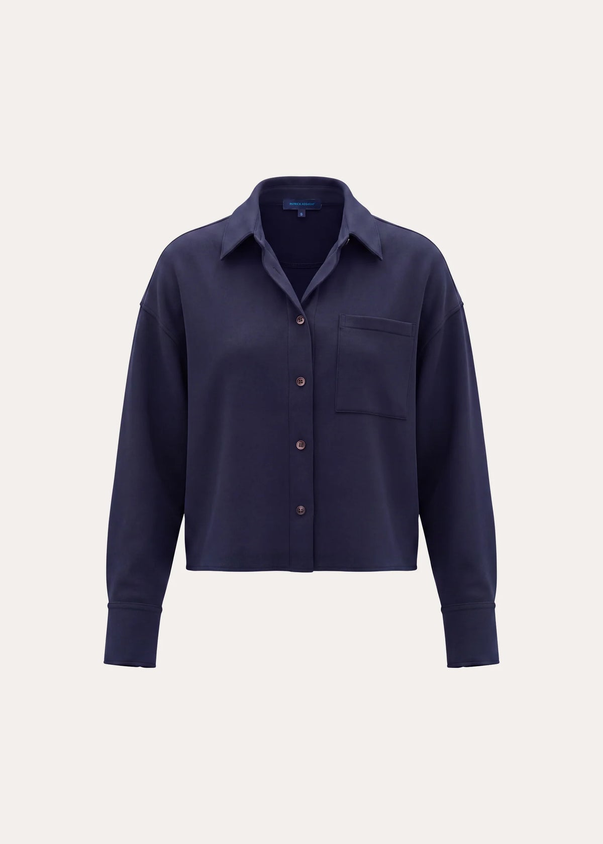 Patrick Assaraf Brushed French Terry Boxy Shirt Dark Navy W99D14