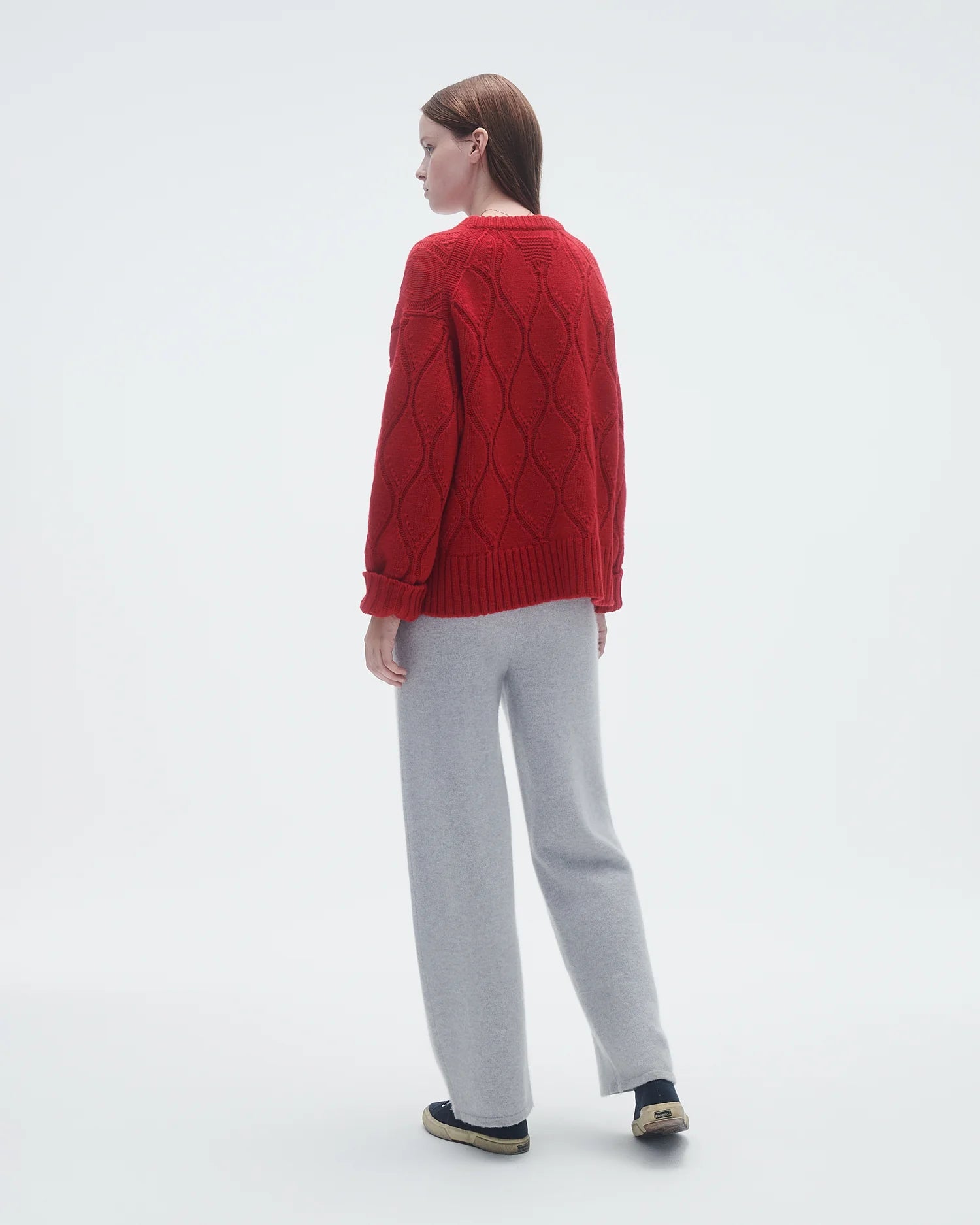 Guest in Residence Wavy Cozy Crew Cashmere Red W12910CH