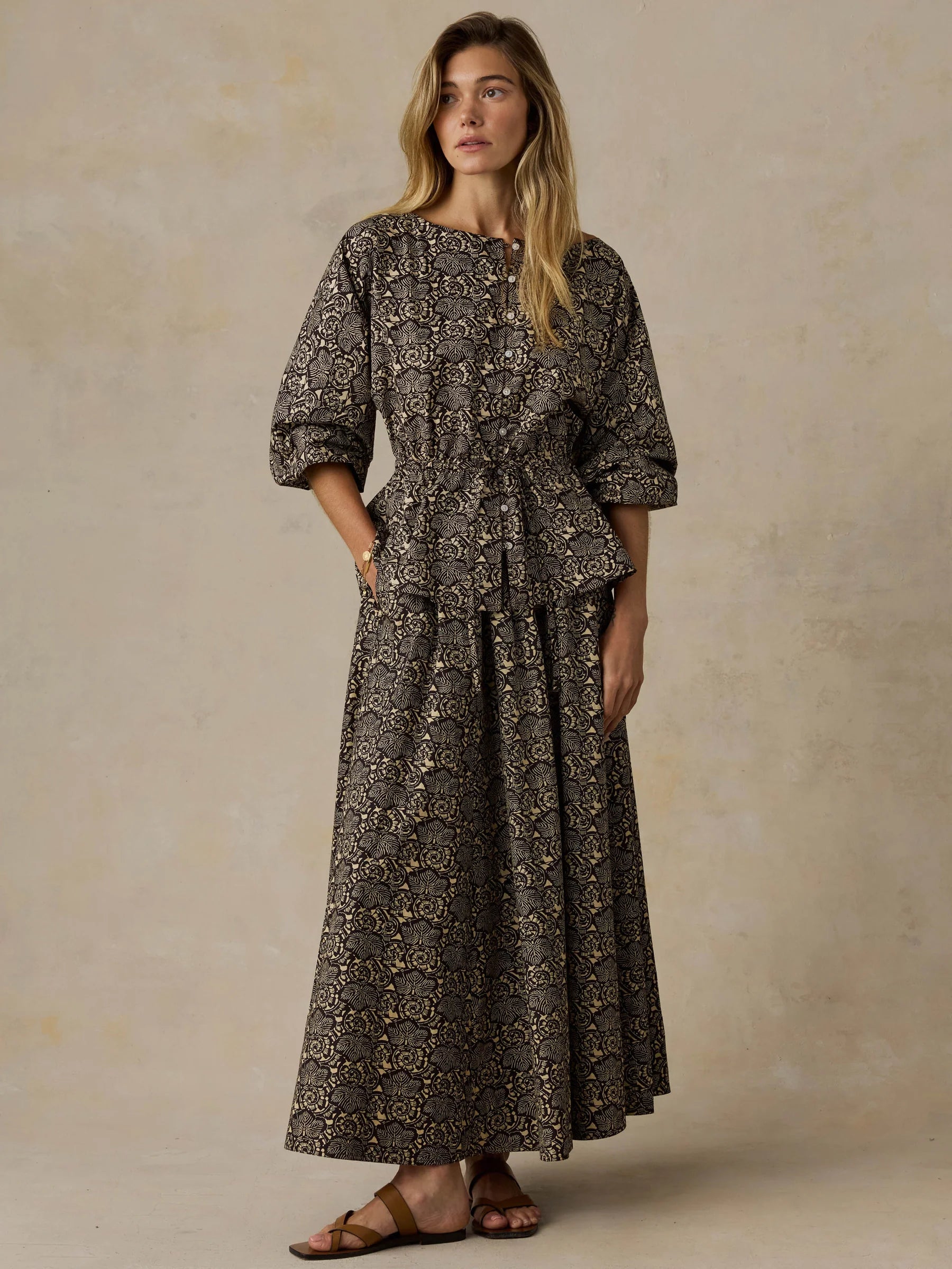 Faherty Coastal Poplin Nera Skirt- Night Bloom
