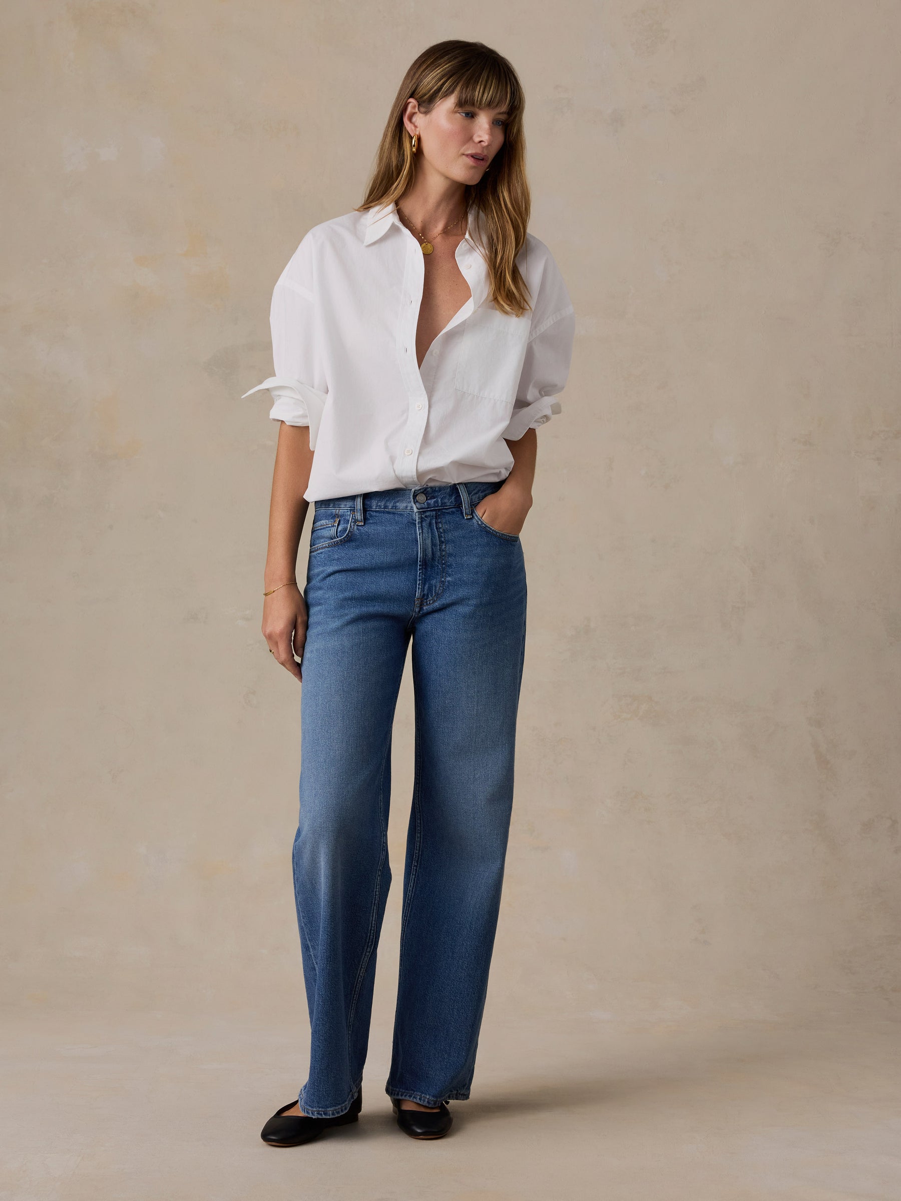 Faherty Regenerative Cotton Denim Wide Leg - Coast Bound Wash