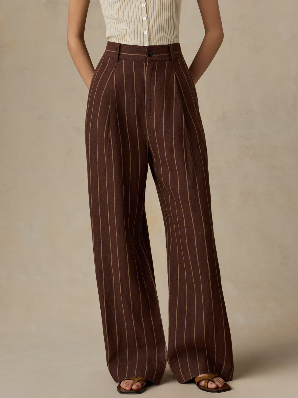 Faherty Sun Strider Linen Pleated Pant - Harbor Line Stripe
