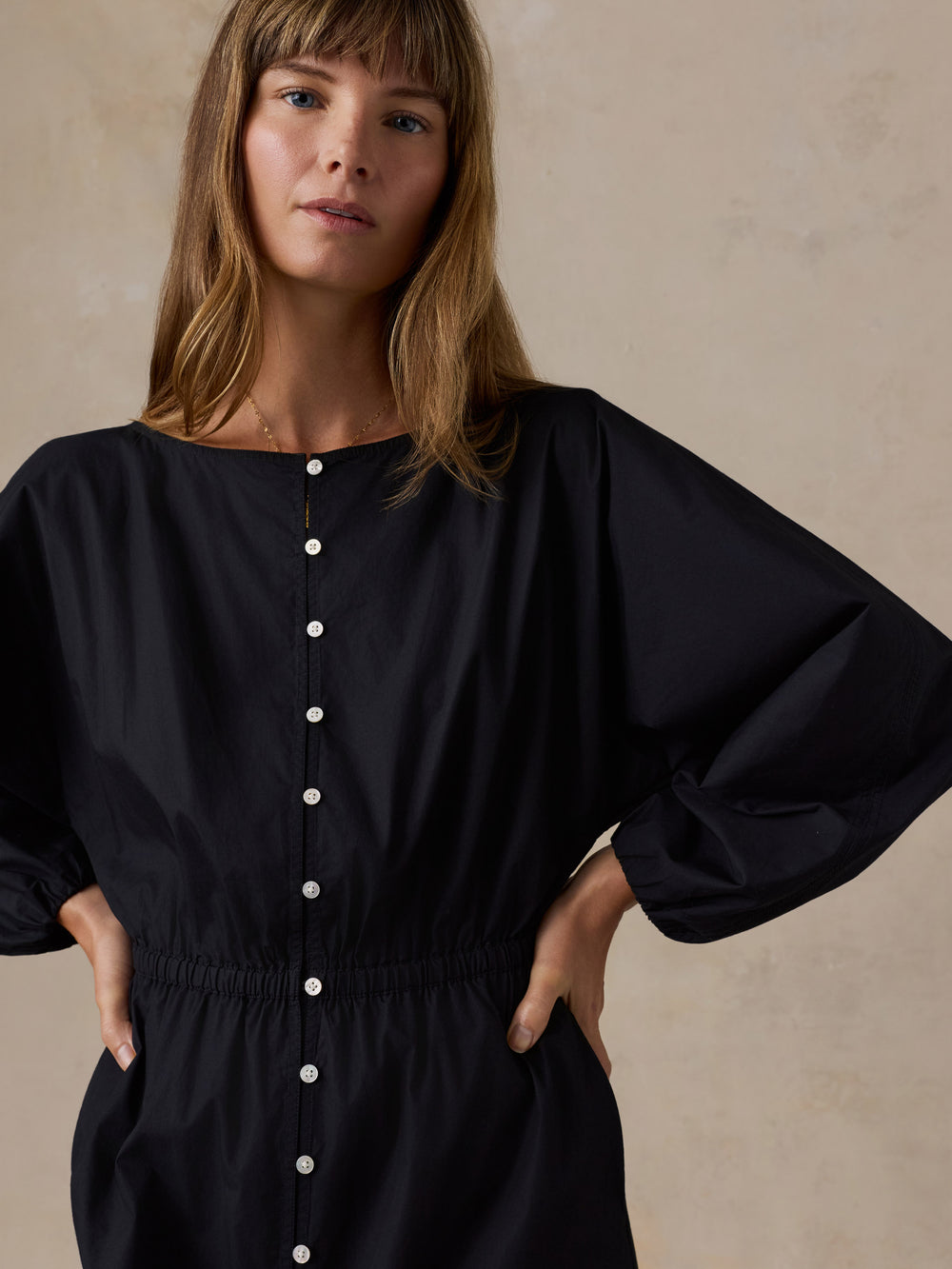 Faherty Coastal Poplin Suri Dress - Black