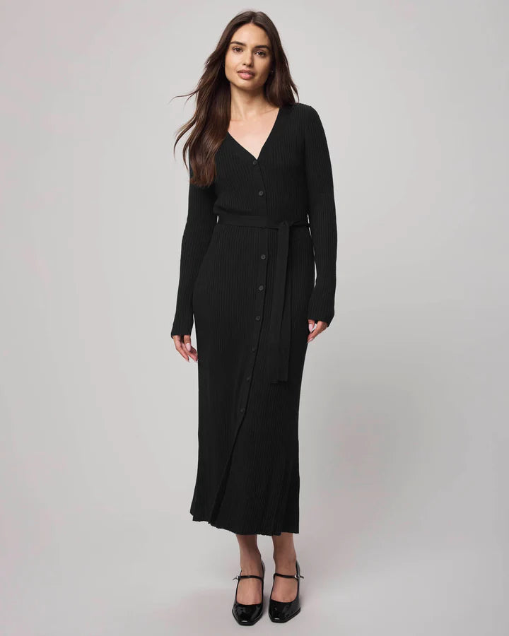 Splendid Georgie Georgie Cashblend Button Down Dress in Black RF5D240