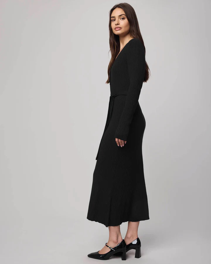 Splendid Georgie Georgie Cashblend Button Down Dress in Black RF5D240